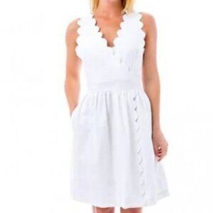 Elizabeth McKay Harbor Island scalloped cotton and linen dress Size 10